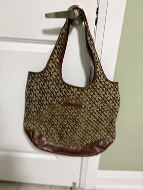 Tommy Hilfiger Brown & Cream Woven Tote